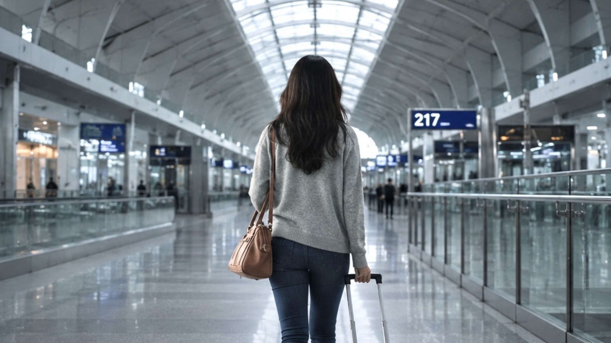 格安航空券予約サイト「トラベリスト」で計画したいフライト・空港を歩く女性