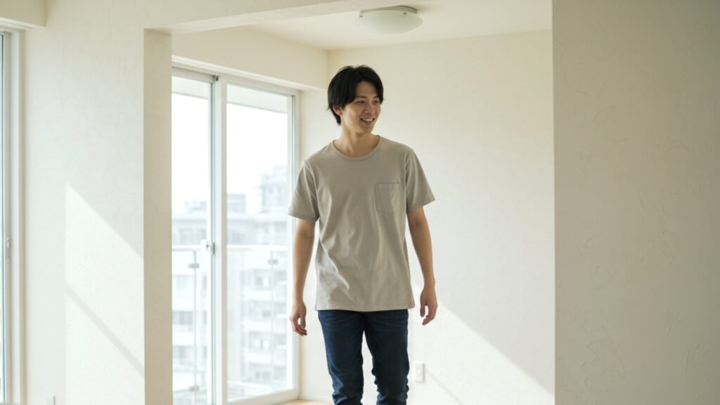 家具家電付きで初期費用や家賃が安い賃貸物件レオパレス21でお部屋探しをした男性