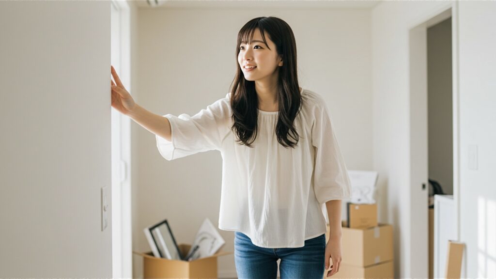 施工不良の不祥事問題のあったレオパレスの部屋の口コミの真相を確認する女性2