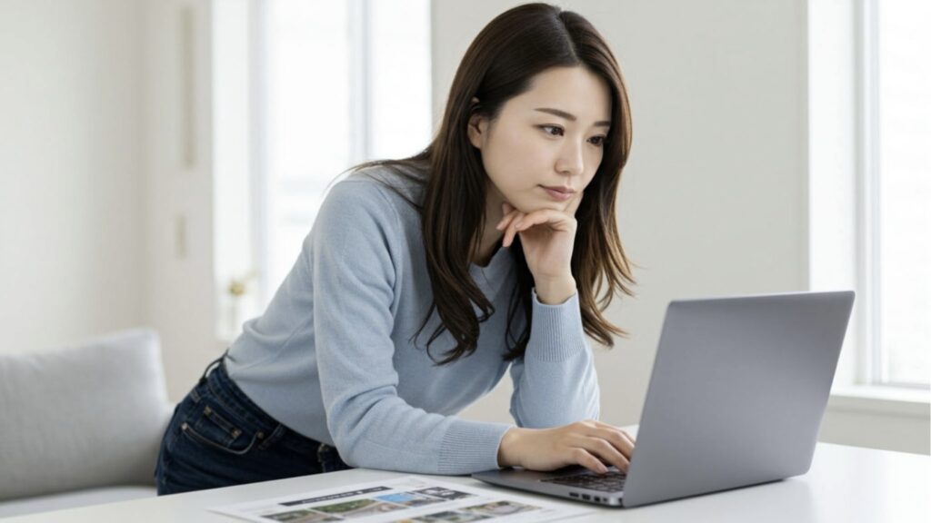 お部屋探し賃貸物件レオパレス21を大東建託の家賃やサービスと比較して考える女性１