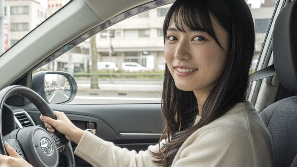 一人暮らしの通勤手段「郊外エリア・中距離をマイカーリースで行く女性」