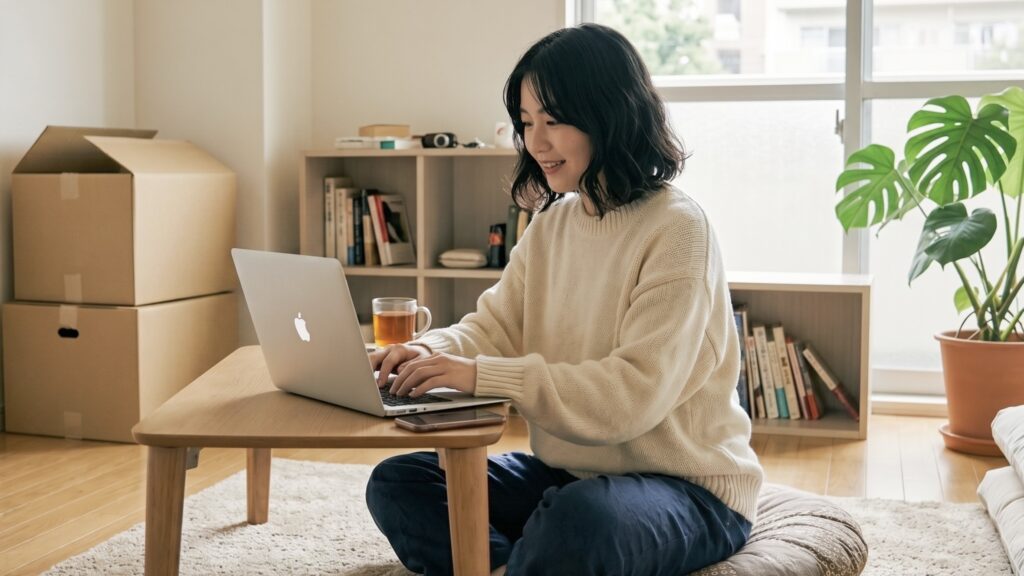 一人暮らしの通勤手段を考える若い女性